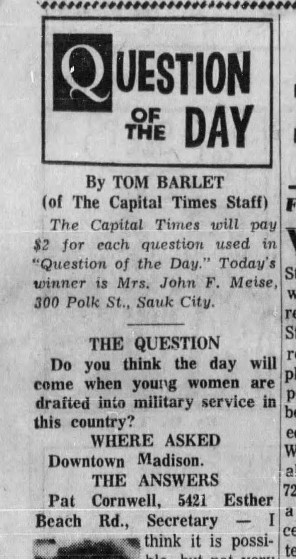 Question of the Day Winner Meise 1FEB1967